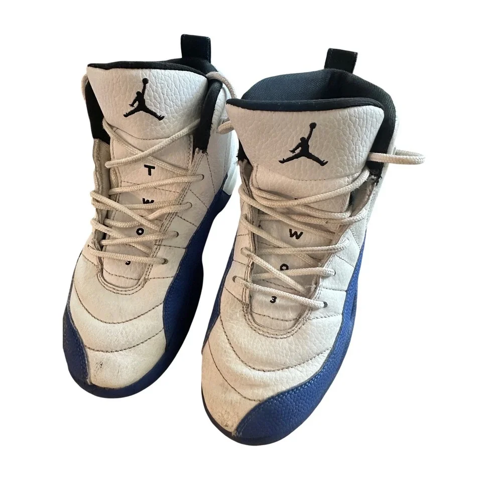 Jordan 12 Retro‎ Blueberry White Blue Black Kids 3Y 151186-140 Basketball Shoes